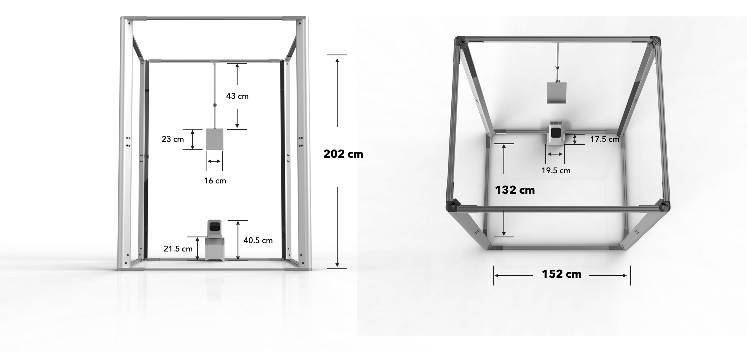 3D Technical Views - Scanner Hardware Dimensions
